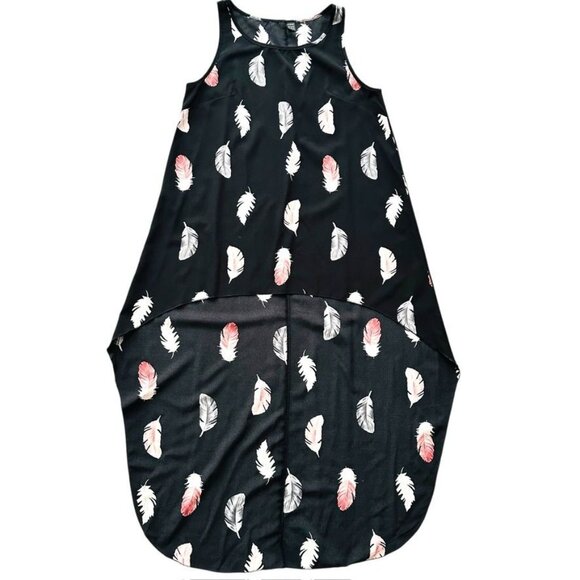 Shein Black Feather Print Sleeveless Maxi Dress Size M - Picture 7 of 12